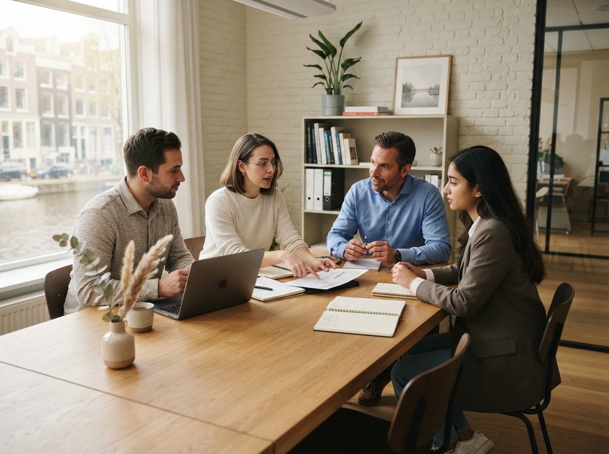 BENELUX team in overleg over analysewerkzaamheden